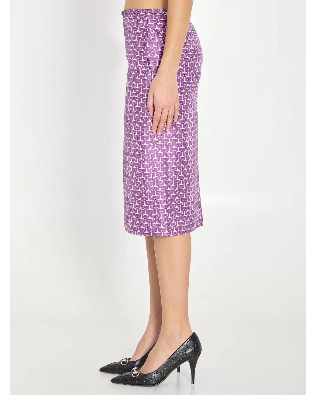 Gucci Purple Printed Silk Skirt