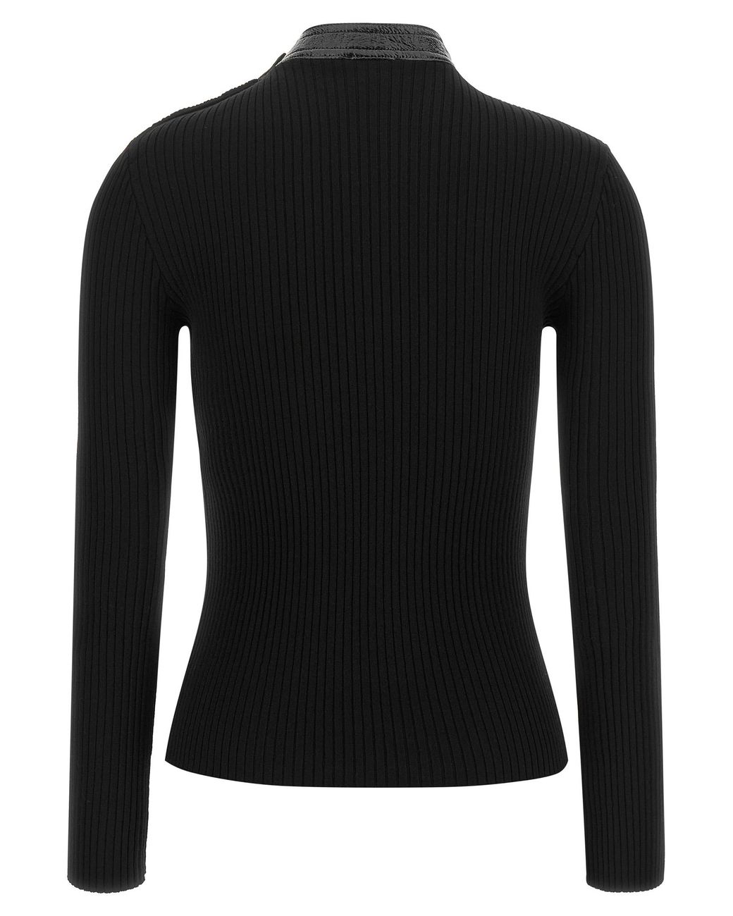 Courreges Black Vinyl Collar Sweater