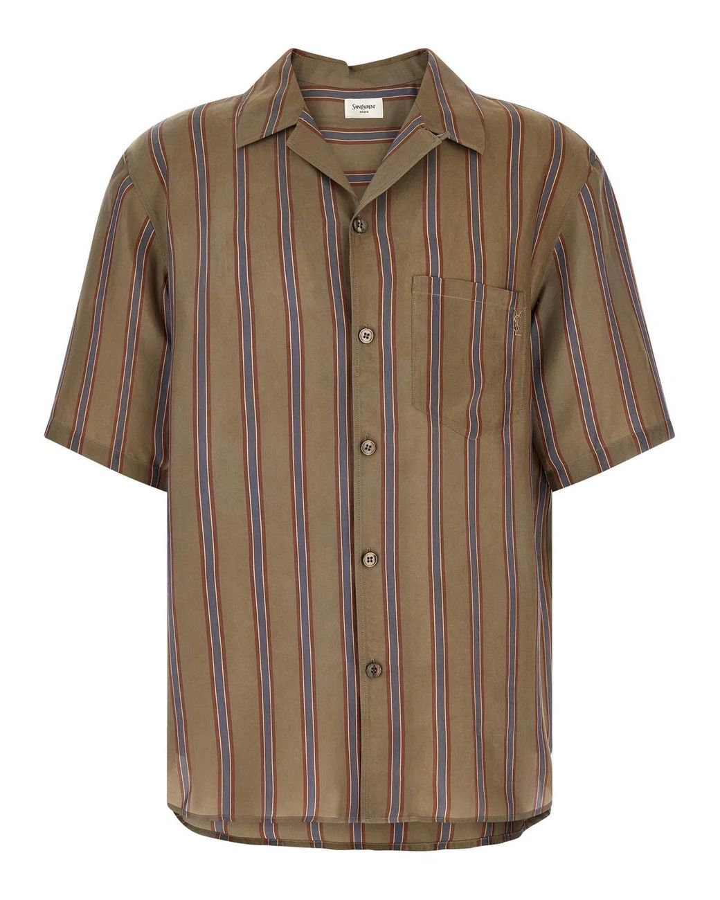 Saint Laurent Brown 'Cassandre' Striped Shirt for men