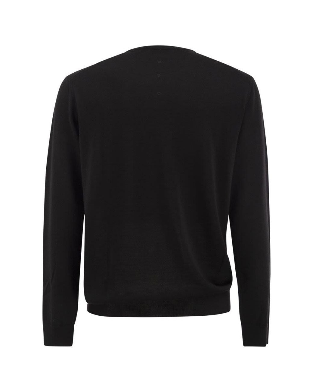 Premiata Black Merino Wool Crew-Neck Jumper for men