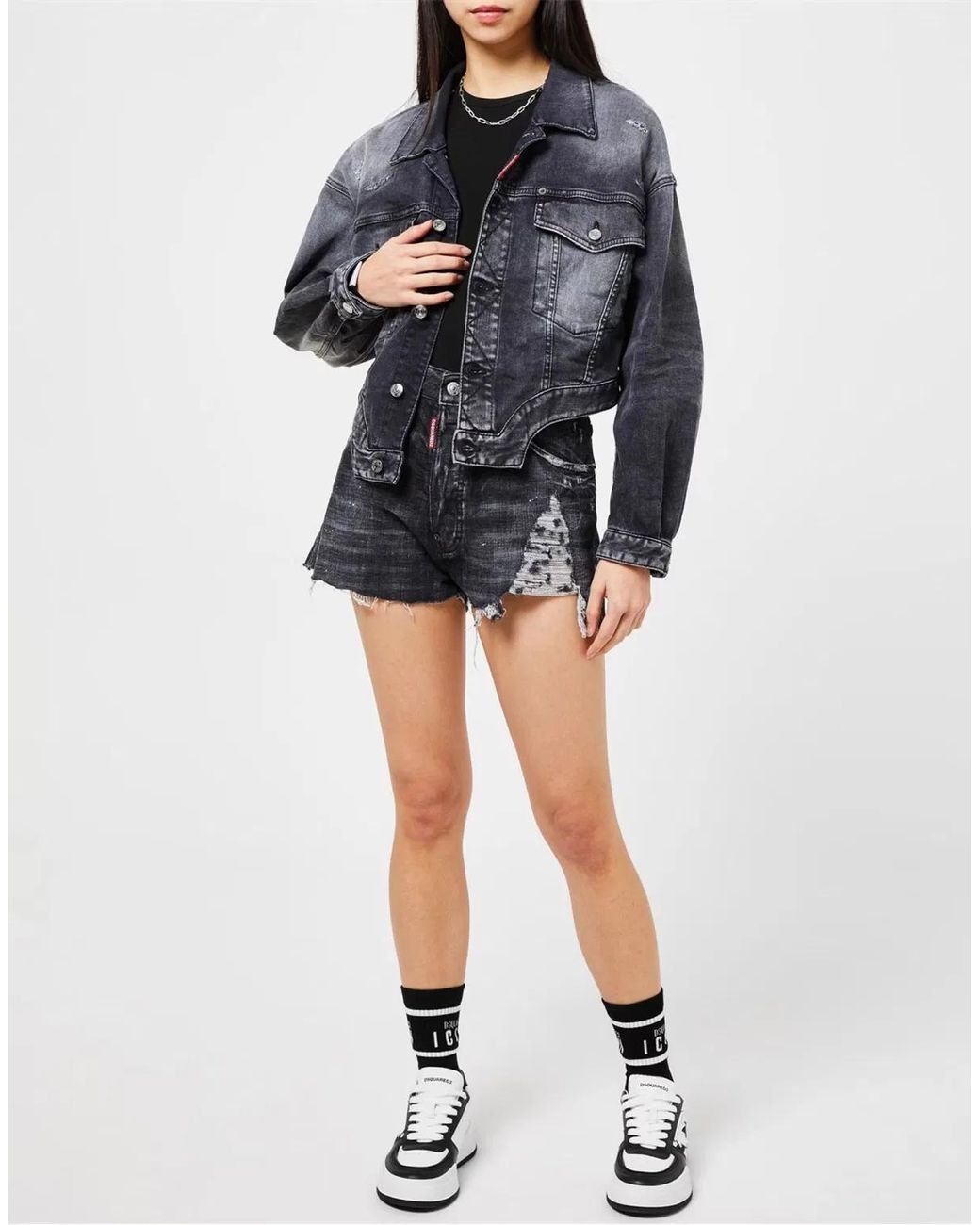 DSquared² Gray Raw Cut Jean Denim Jacket