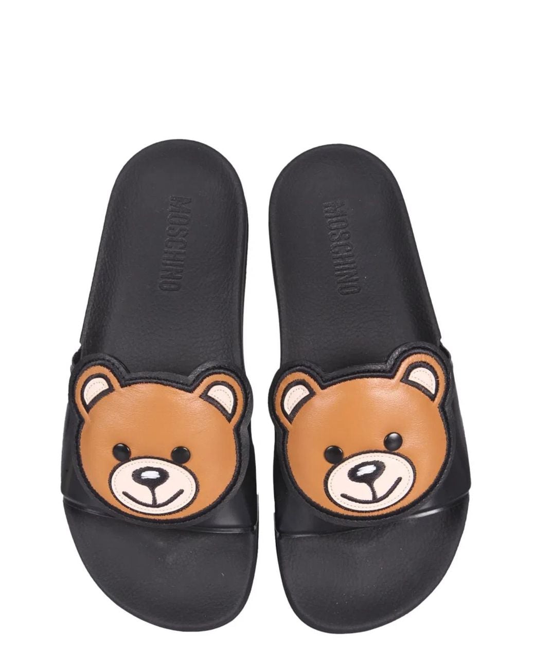 Moschino Black Slide Teddy Bear Sandals