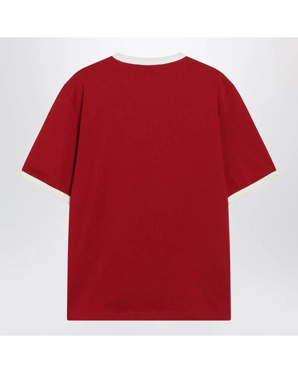 AMI Red Ruby/Ivory Ami De Coeur Cotton T-Shirt for men