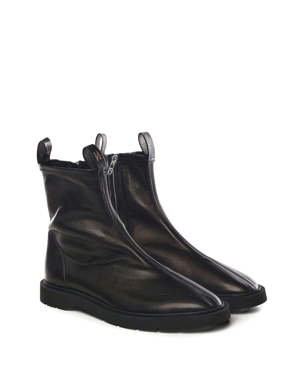 Céline Black Zip Leather Boots for men