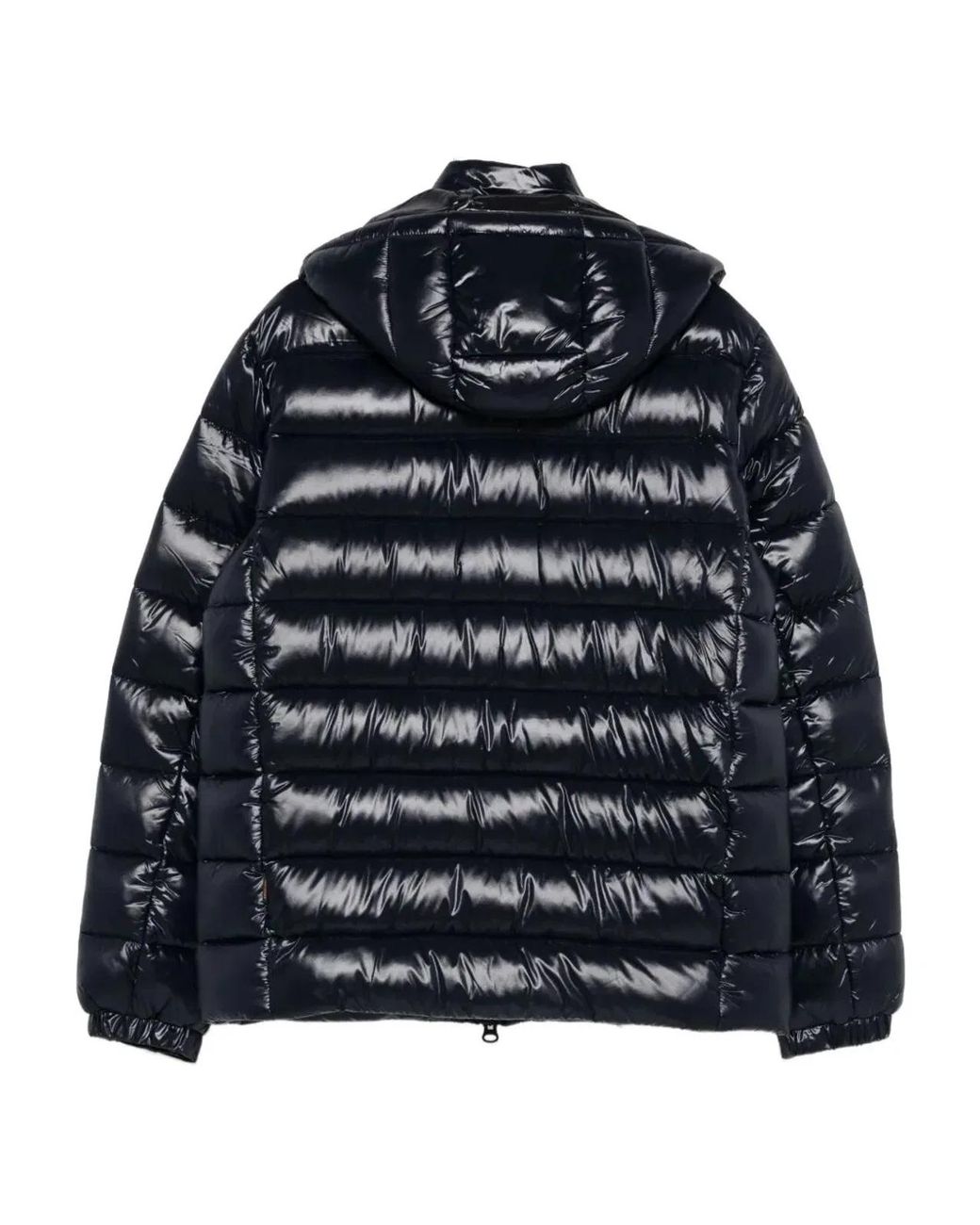 Save The Duck Blue Florian Down Jacket With Lacquered Finish And Removable Hood for men