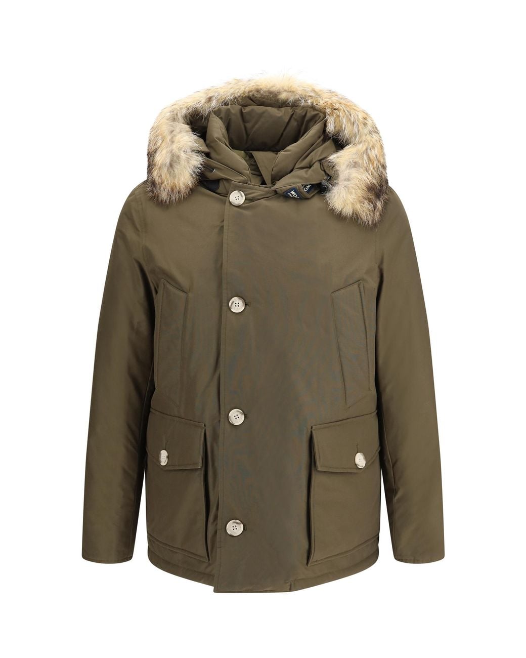 Woolrich Green Arctic Ramar Cloth Parka With Removable Fur for men