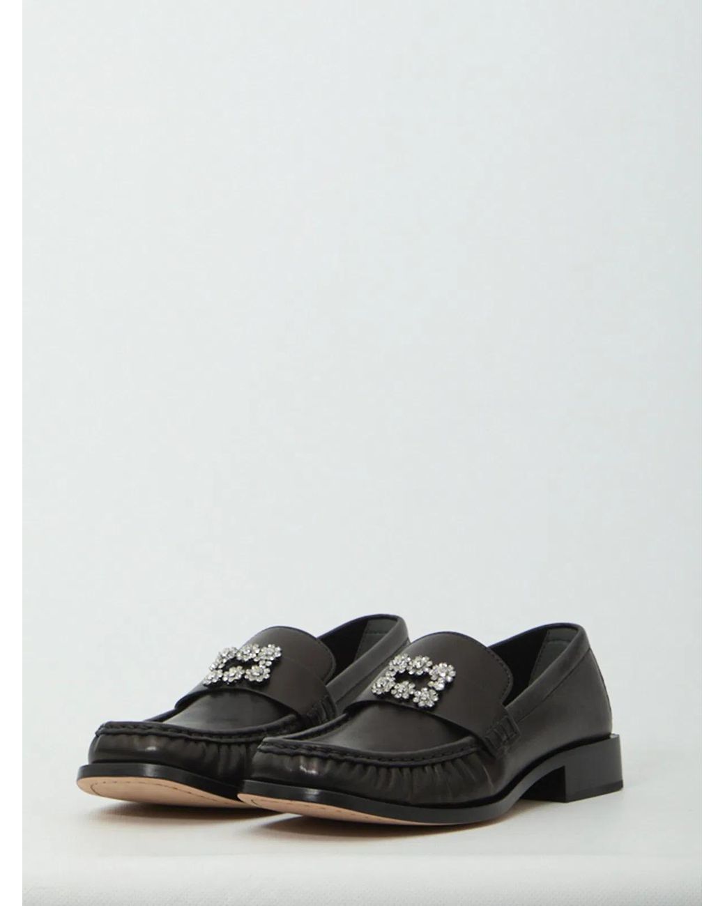 Roger Vivier White Viv' Rangers Leather Loafers