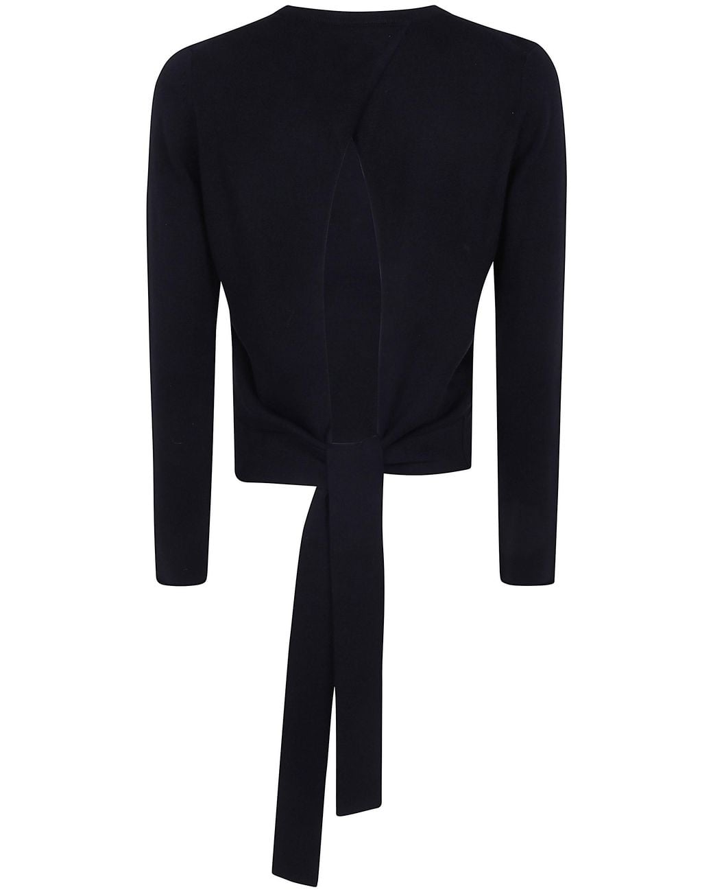 Semicouture Blue "Kristy" Naked Back Round Neck Sweater