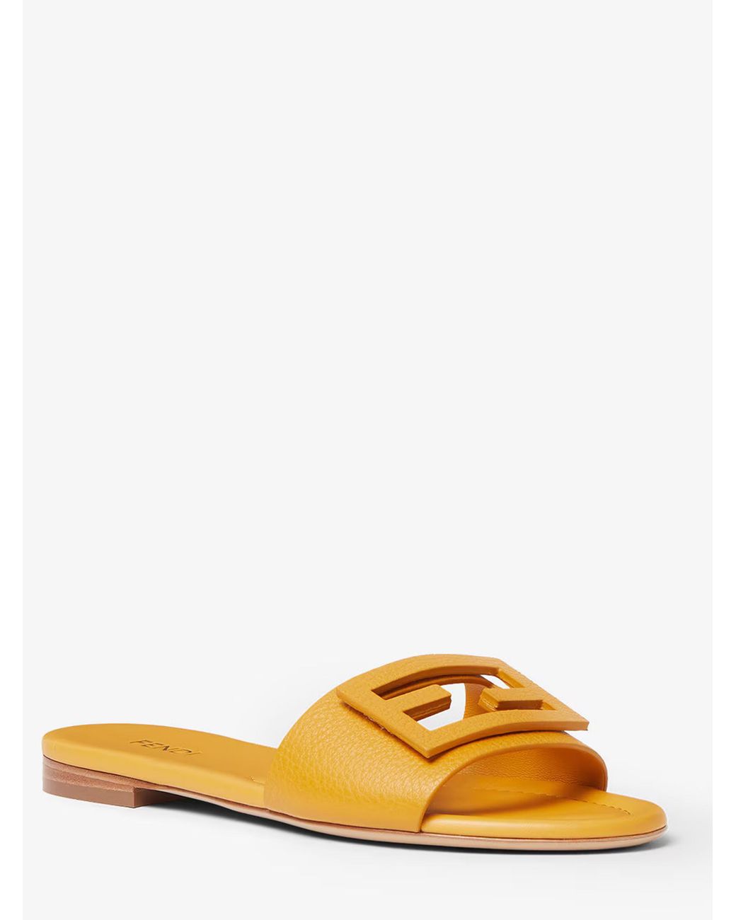 Fendi Yellow Leather Baguette Slides