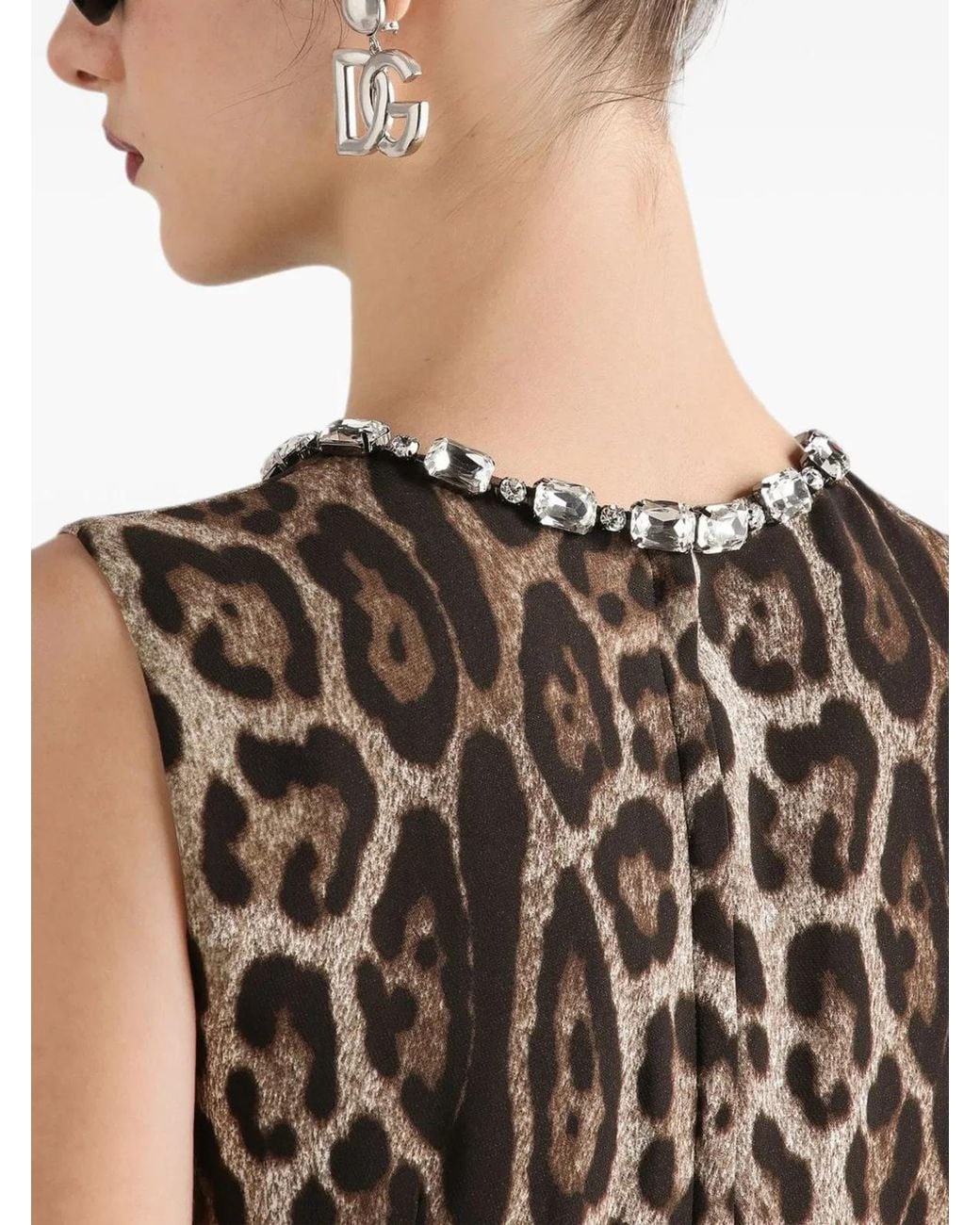 Dolce & Gabbana Natural Leo-Print Cady Dress