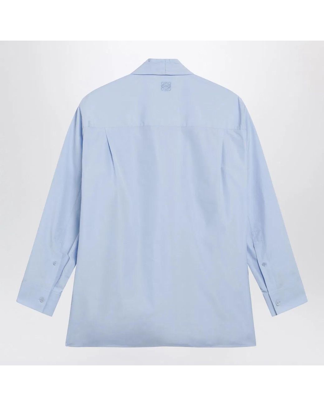 Loewe Blue Cotton Poplin Shirt With Draping