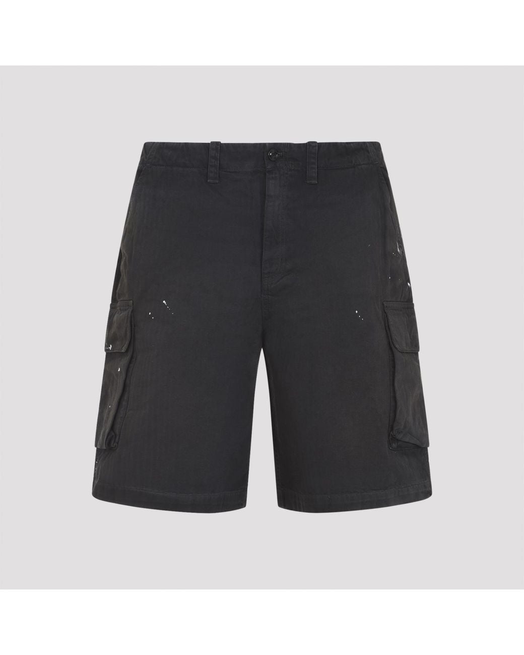 Our Legacy Gray Nebula Wash Herringbone Cotton Mount Shorts for men
