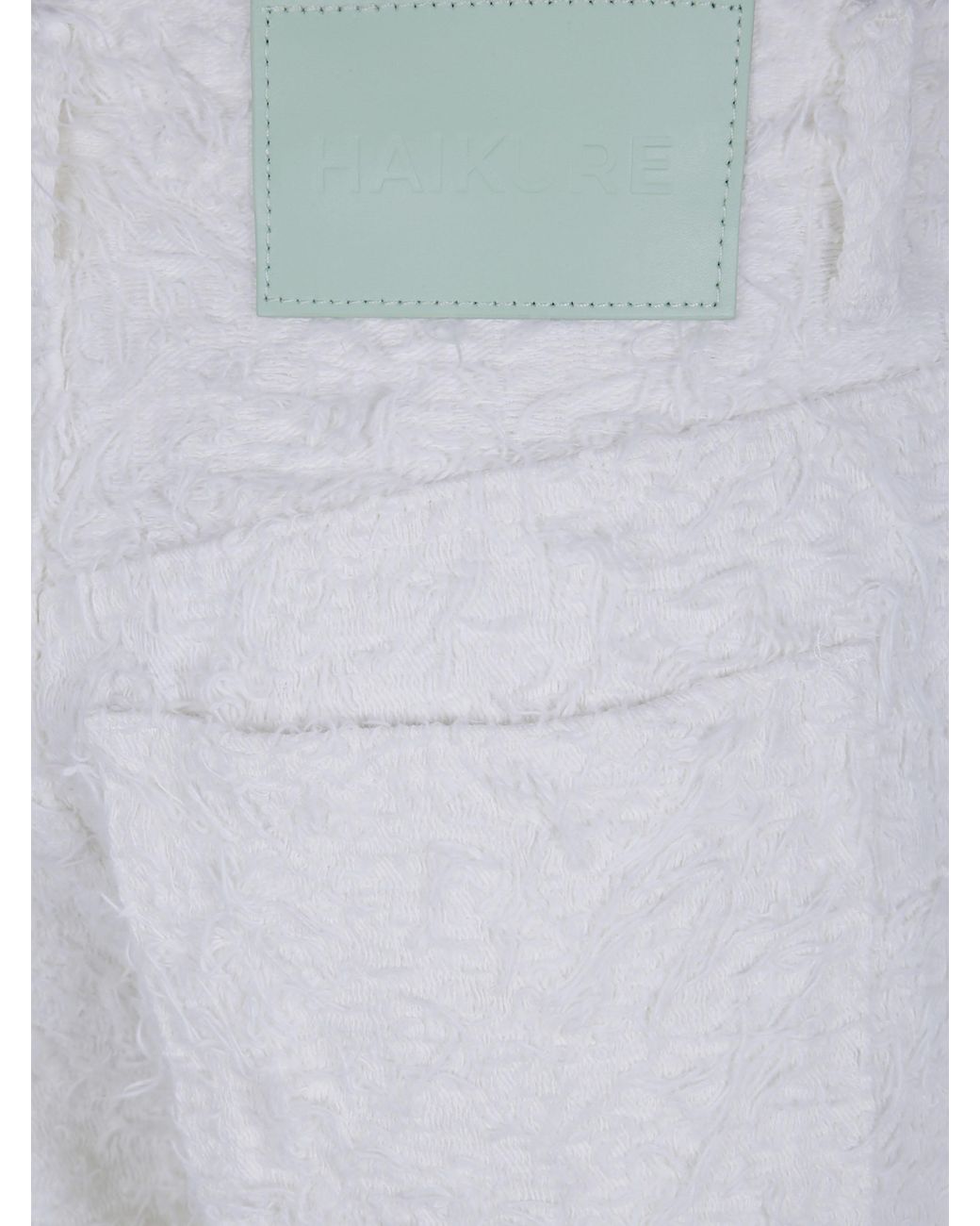 Haikure White "Clyde Double Fur Denim" Wide Leg Jeans