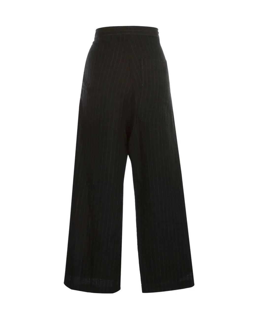 Y's Yohji Yamamoto Black O Straight Thick Pants Pinstripe