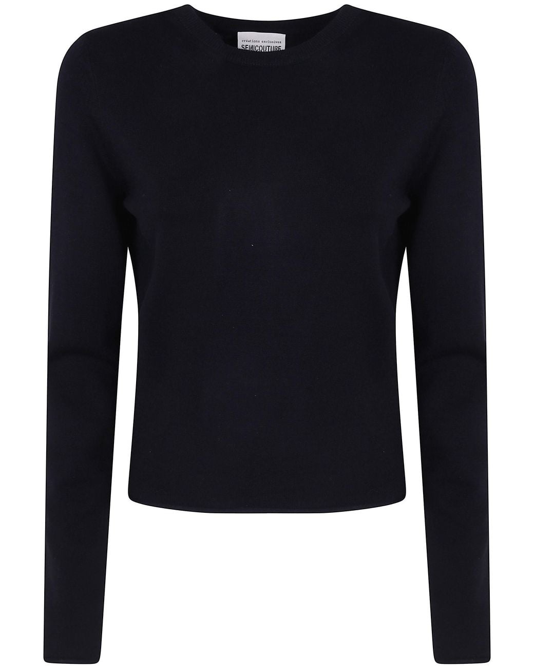 Semicouture Blue "Kristy" Naked Back Round Neck Sweater