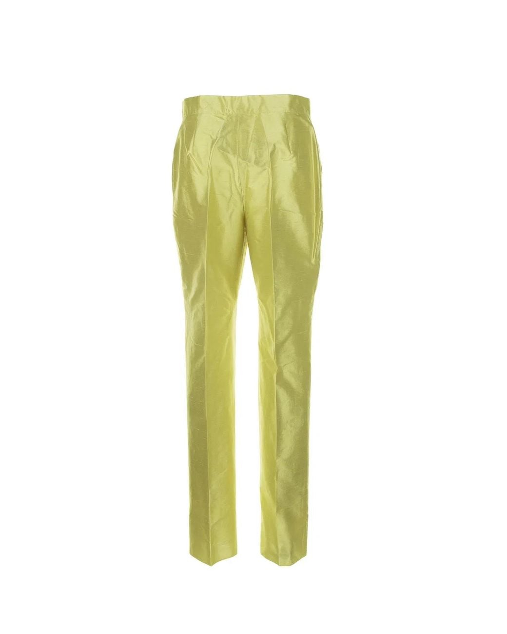 Max Mara Yellow Citron Silk Trousers