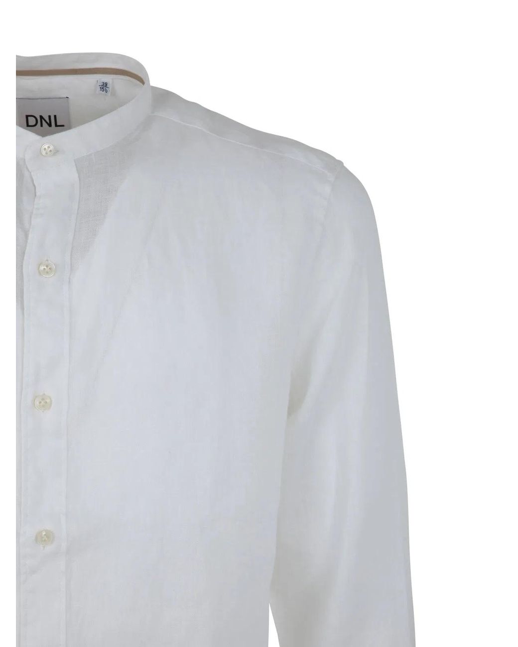 Dnl White Korean Neck Shirt for men