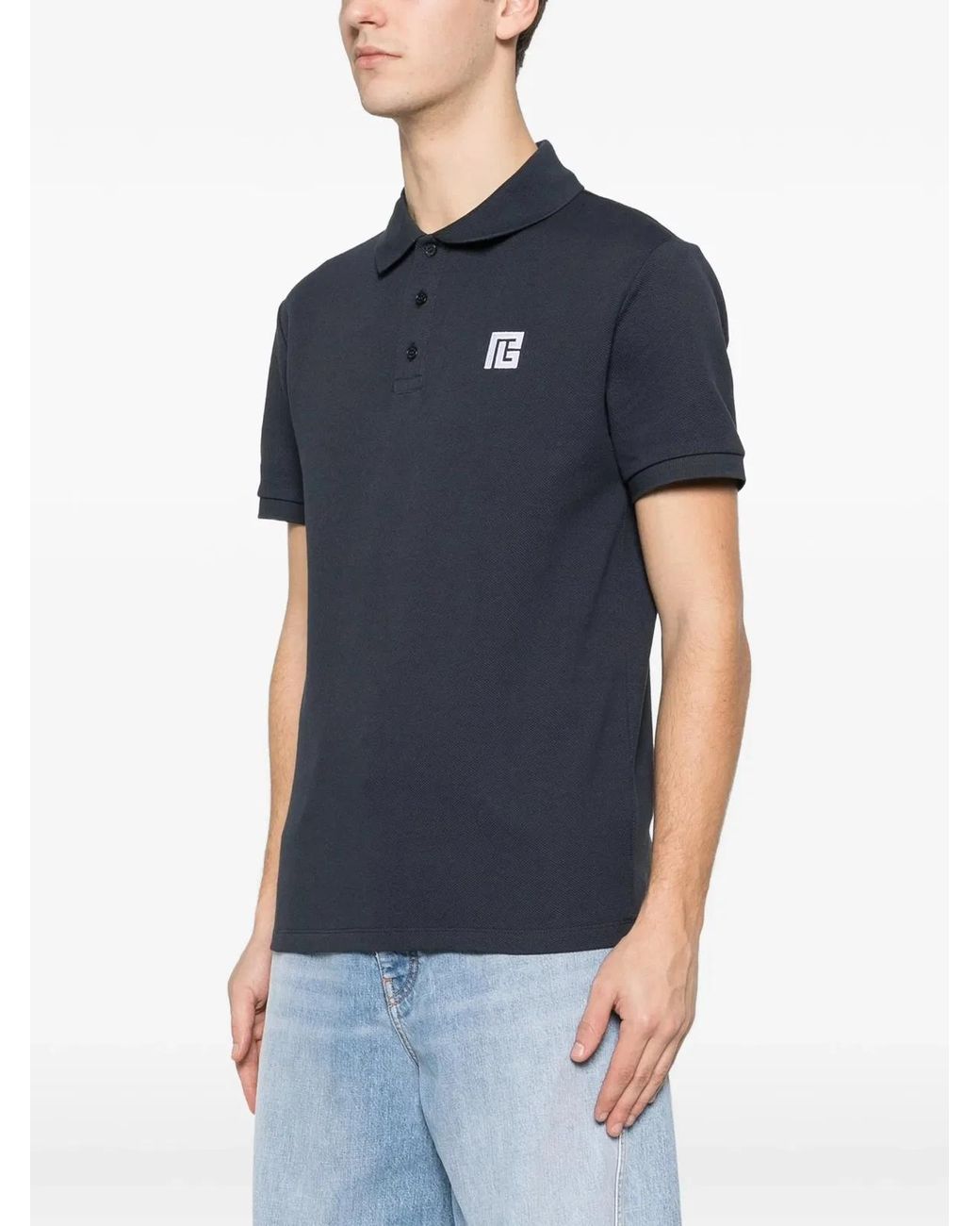 Balmain Blue Classic Ss Polo for men
