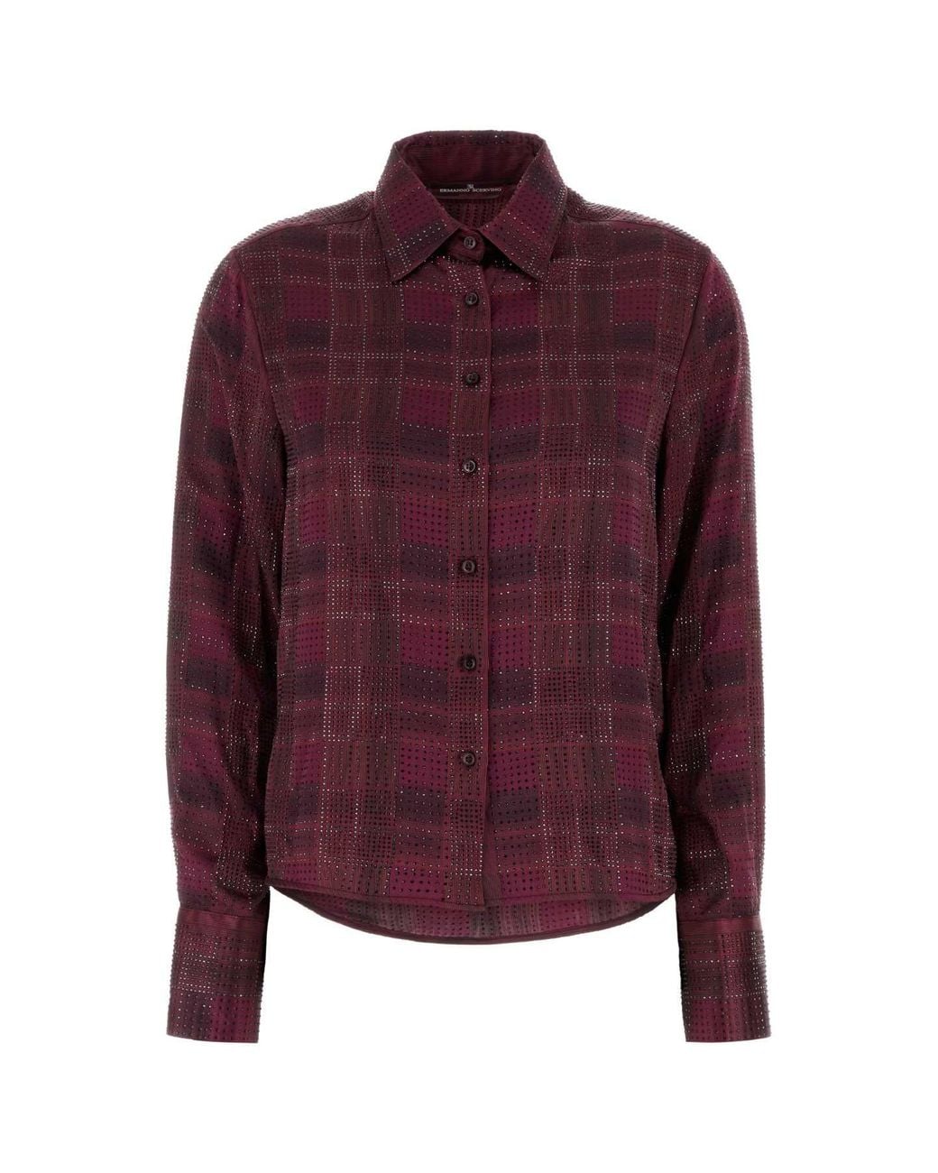 Ermanno Scervino Purple Strass-Embellished Button-Front Shirt For
