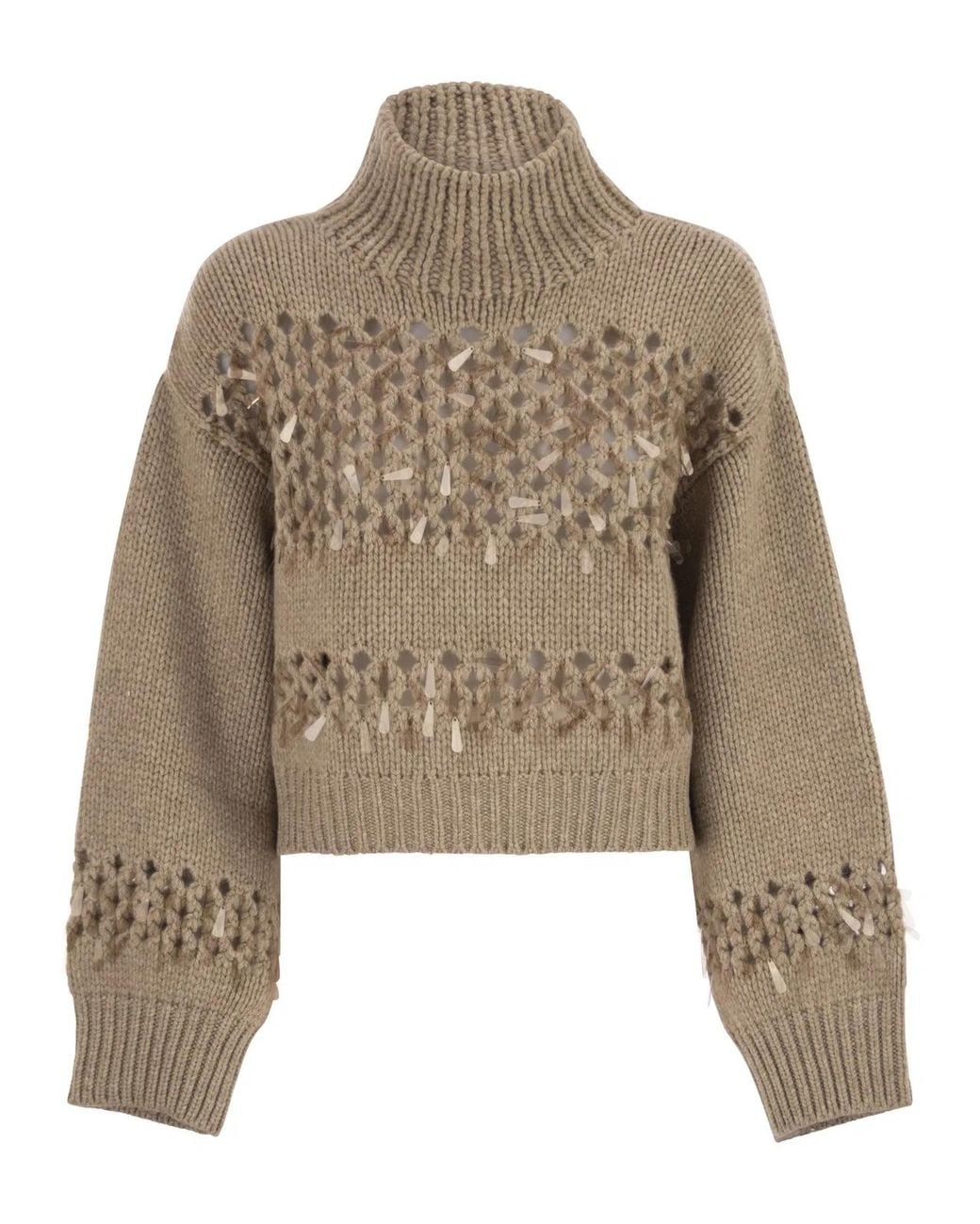 Brunello Cucinelli Natural Cashmere Turtleneck Jumper