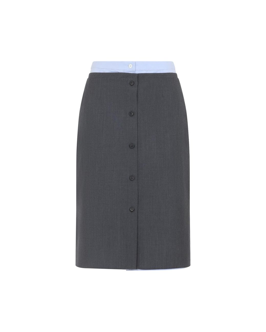 Prada Gray Ardesia Wool And Cotton Skirt