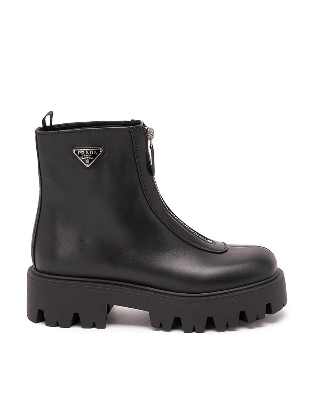 Prada Black Leather Zipper Booties