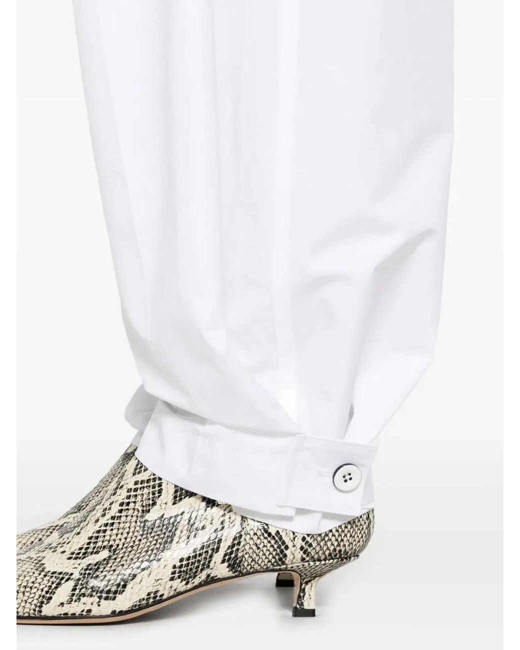 Jil Sander White Pantalon Tablillas Ajustables