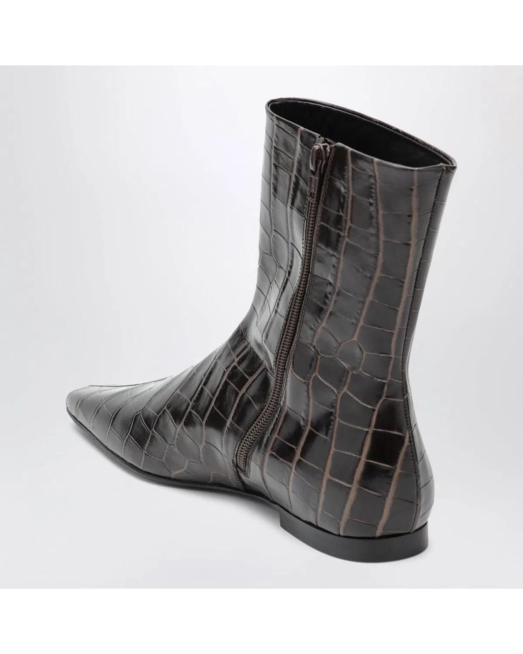 Totême Black Crocodileeffect Leather Chelsea Boots With Zip