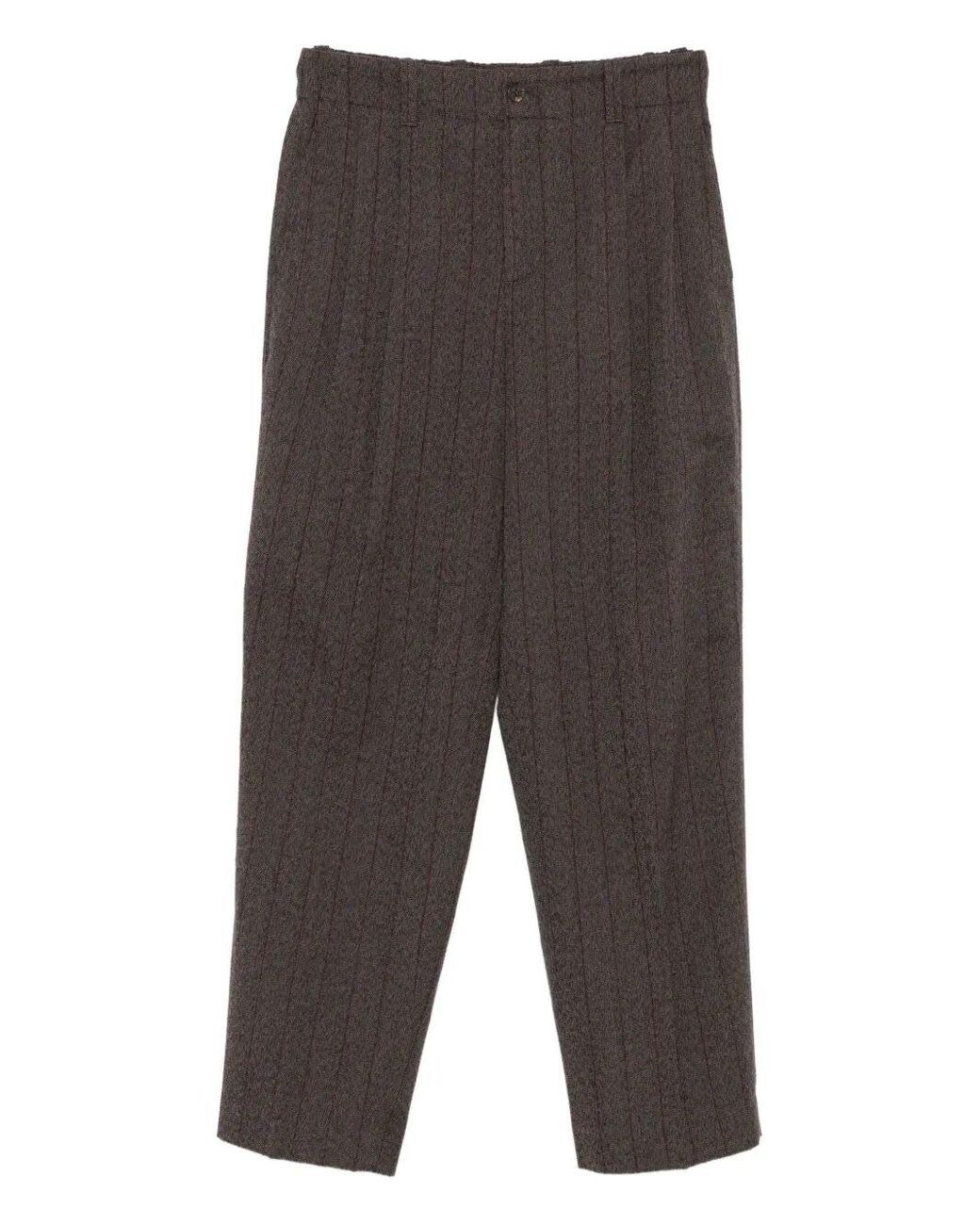 Golden Goose Deluxe Brand Gray Pinstripe-Pattern Wool Trousers for men