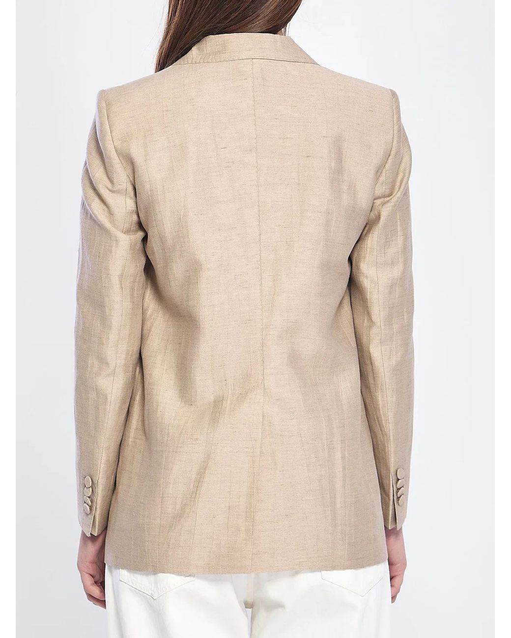Tagliatore Natural Single-Breasted Linen Blend Jacket
