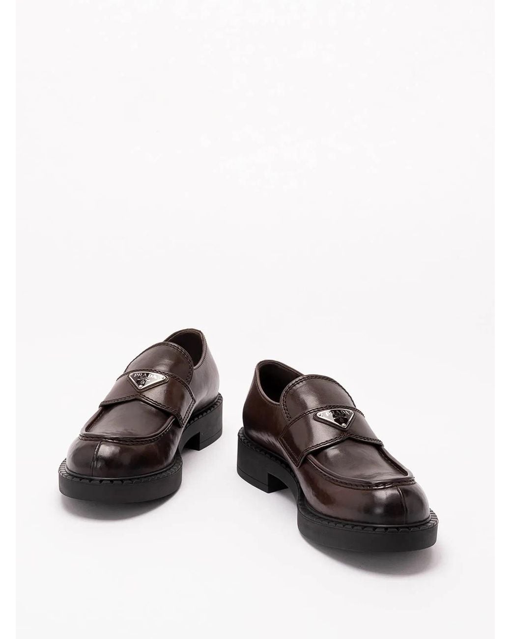 Prada Brown Chocolate Leather Loafers for men