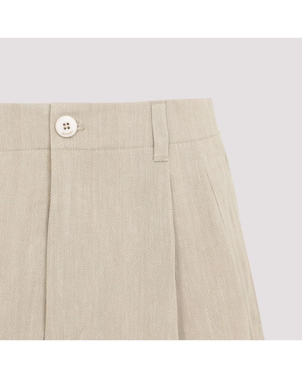 Jacquemus Natural Pastro Linen Shorts for men