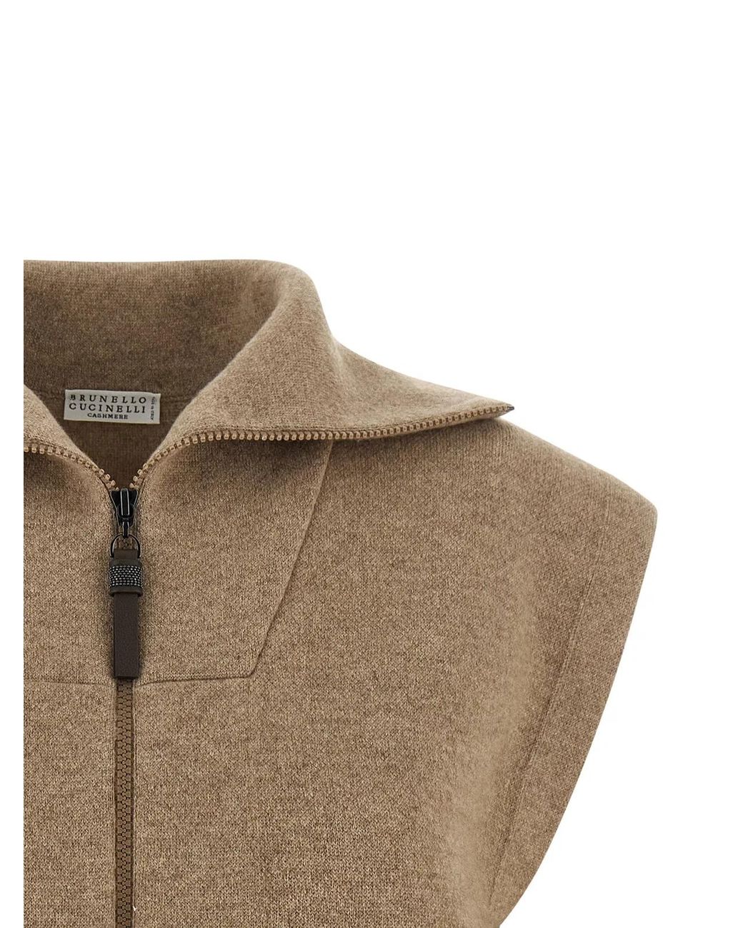 Brunello Cucinelli Brown Cashmere Sleeveless Jacket Clothing