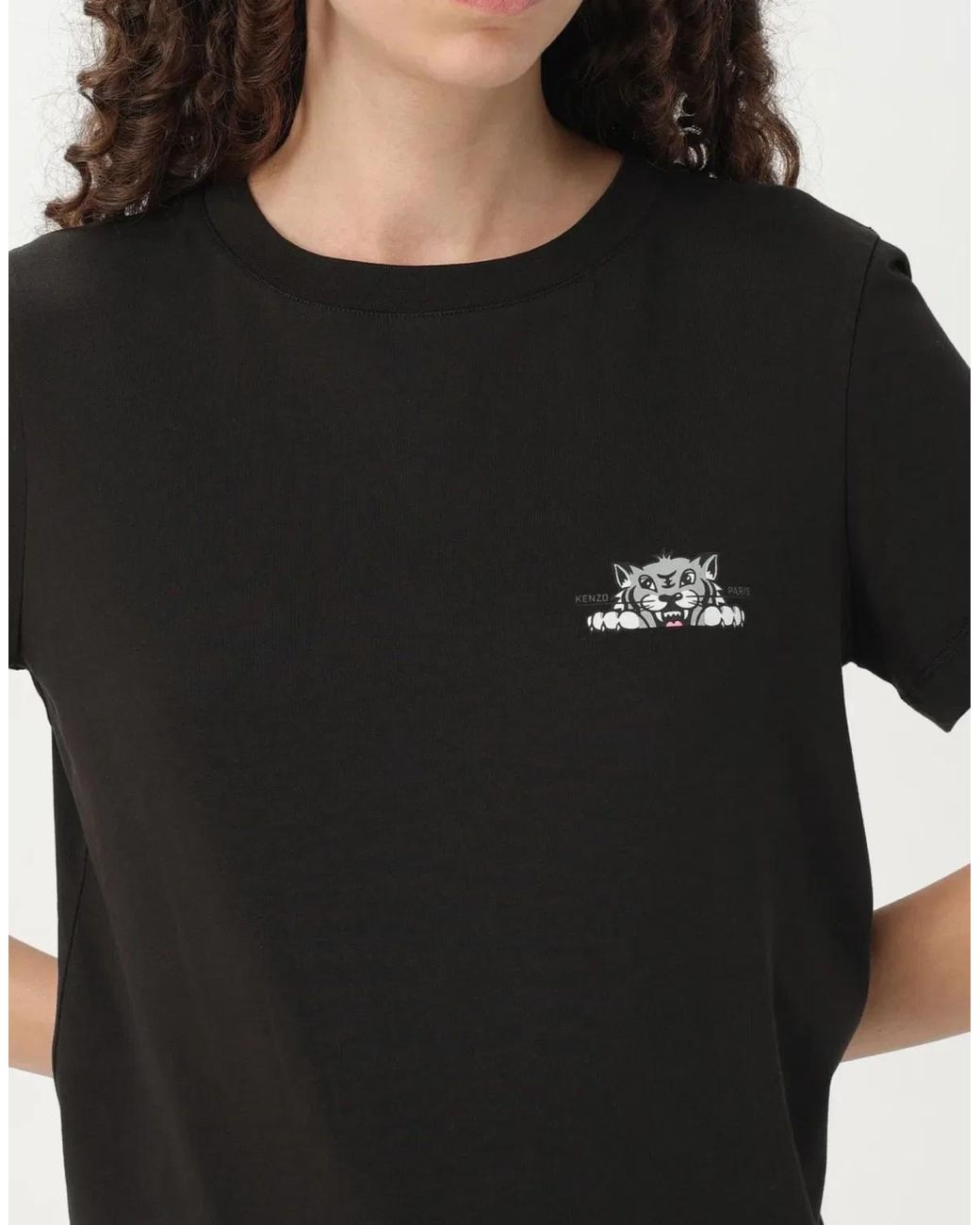 KENZO Black Happy Tiger Logo T-Shirt