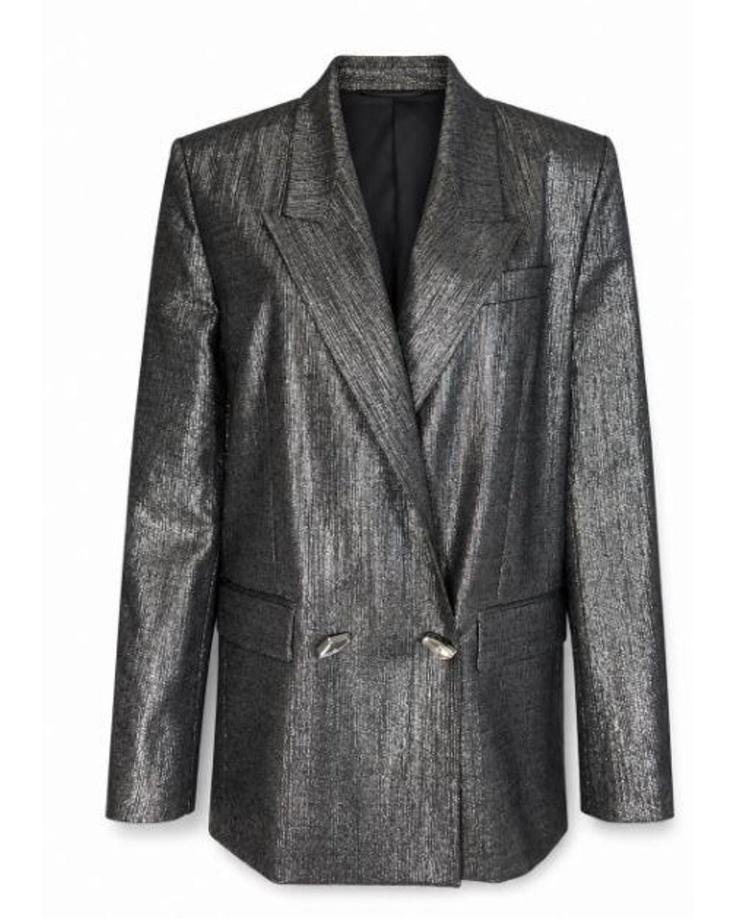 Pinko Black Charcoal Polyester Viscose Jacket