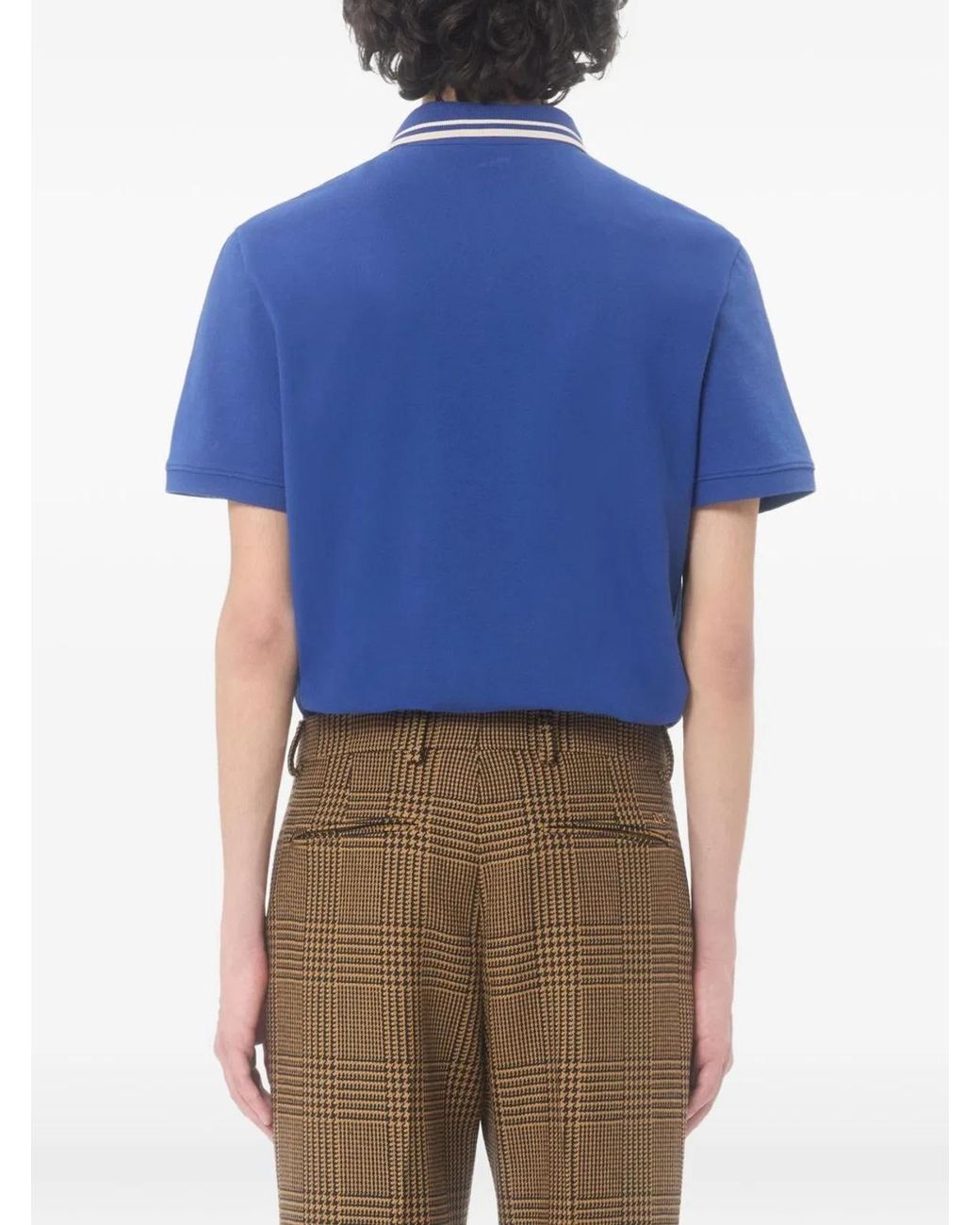 Valentino Garavani Blue Cotton Piqué Polo Shirt With Vlogo Patch for men