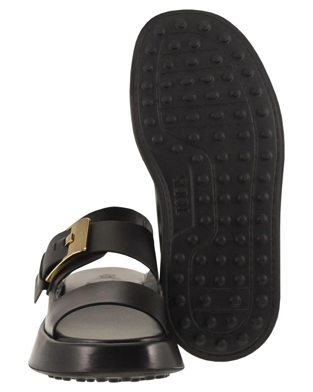 Tod's Black Leather Sandal With Buckle