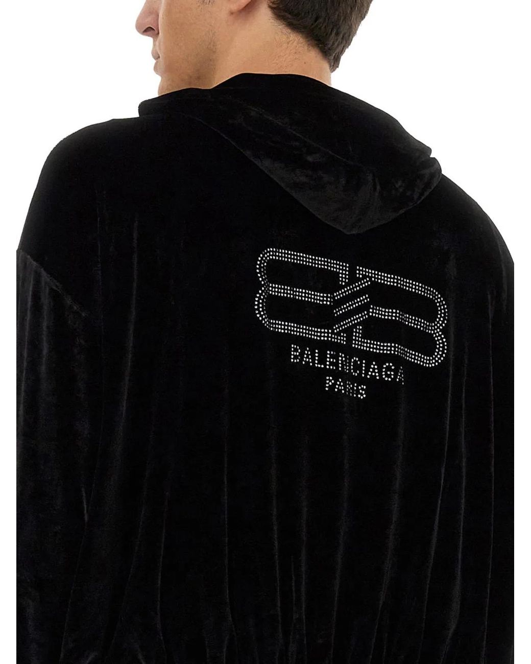 Balenciaga Black Bb Paris Strass Hoodie for men
