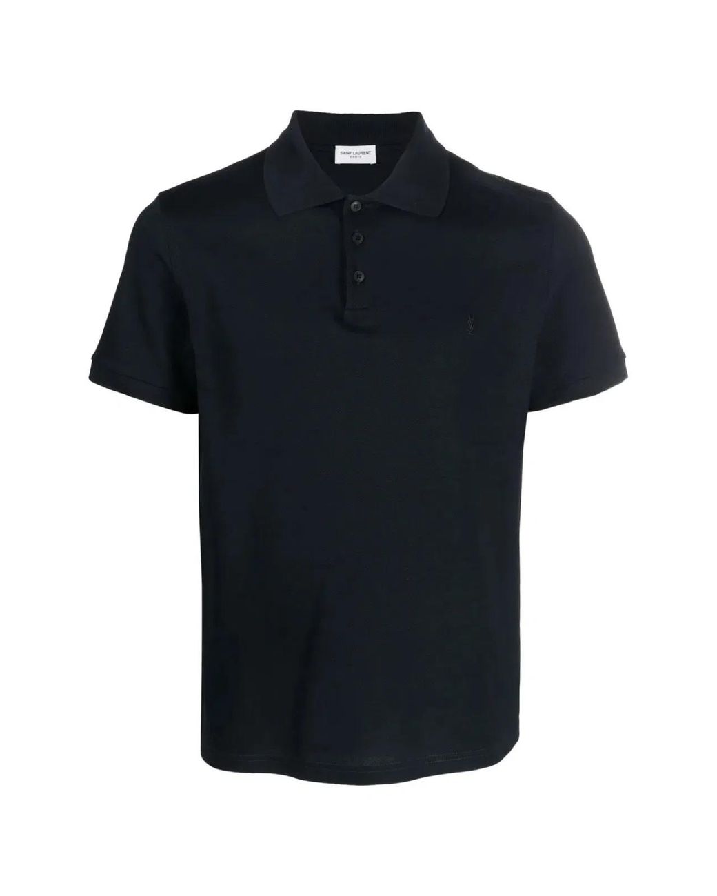 Saint Laurent Black Cassandre Ysl Logo Polo Shirt for men