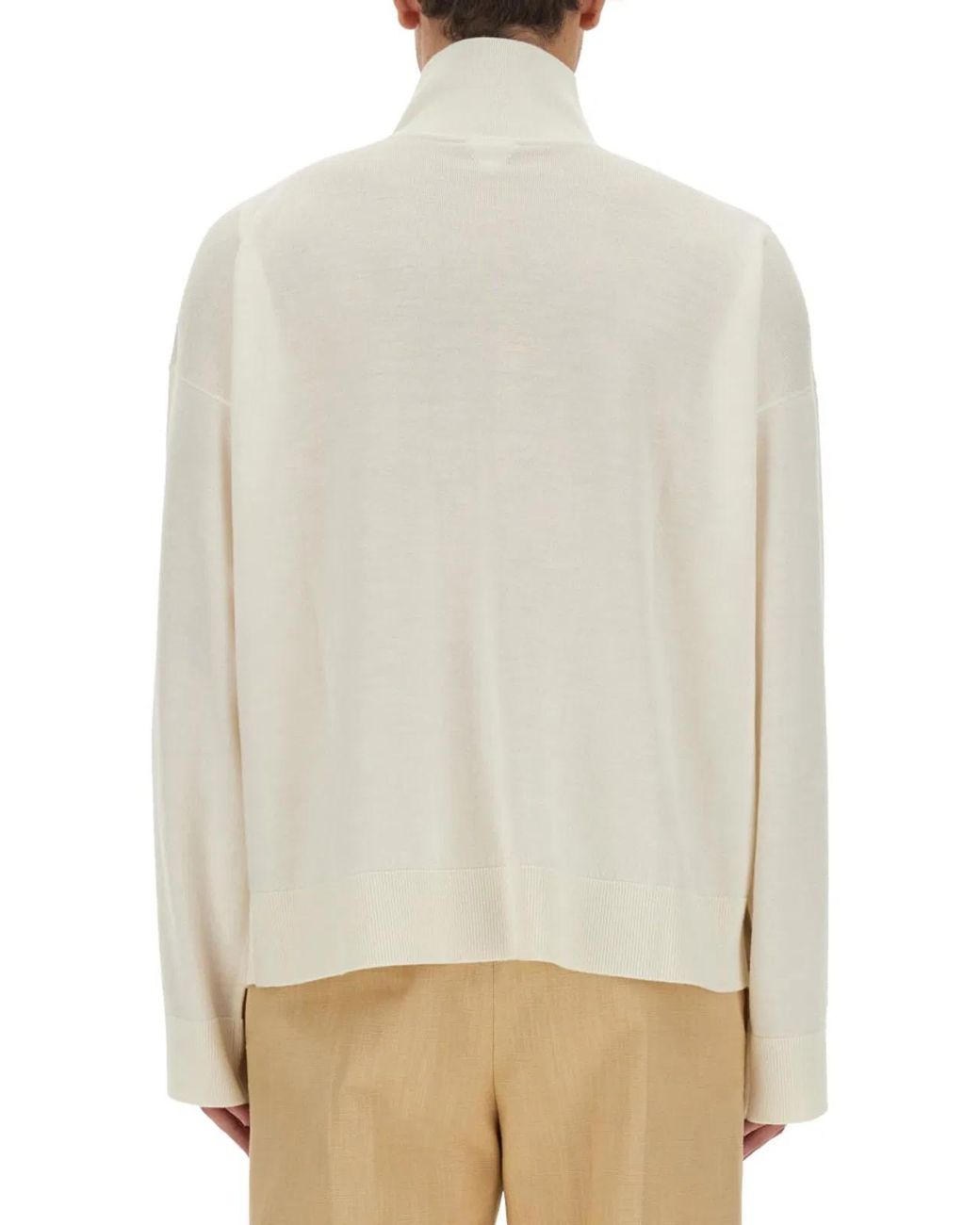 Bottega Veneta White High Neck Embroidered Sweater For for men