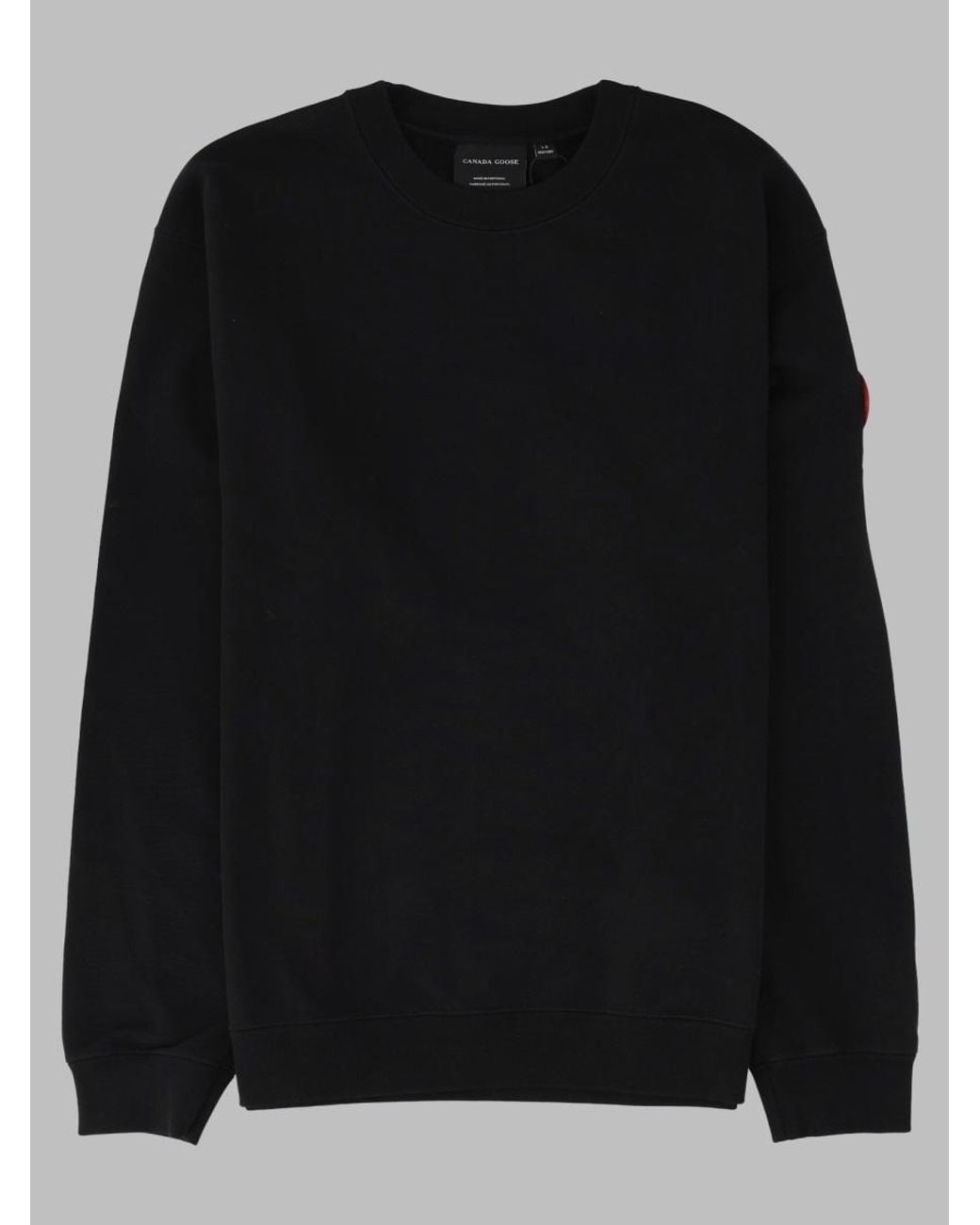 Canada Goose Black Crew Neck Ribbed Cotton Sweater for men