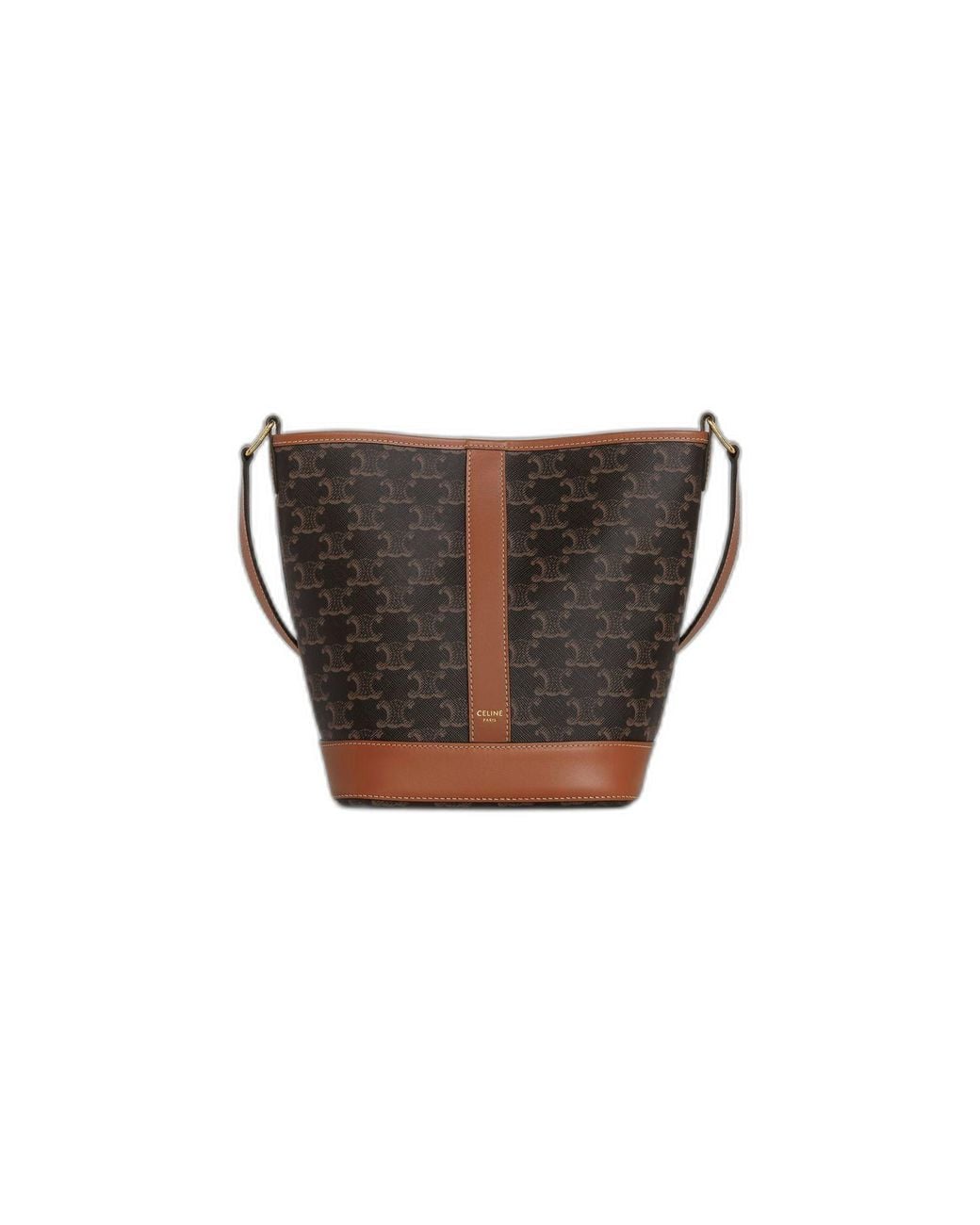 Céline Brown Small Canvas Leather Bucket Bag