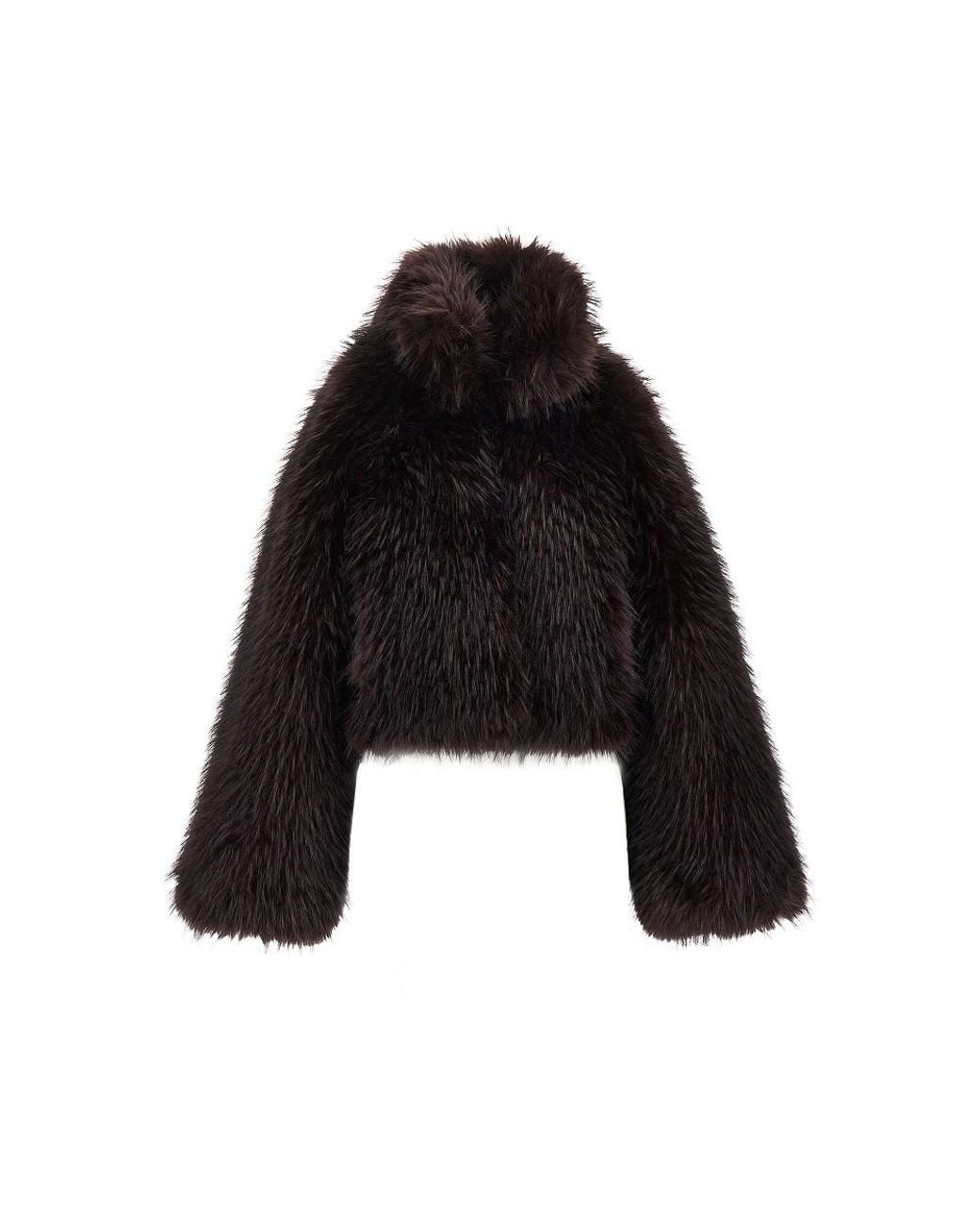 Pinko Black Faux Fur Cropped Jacket