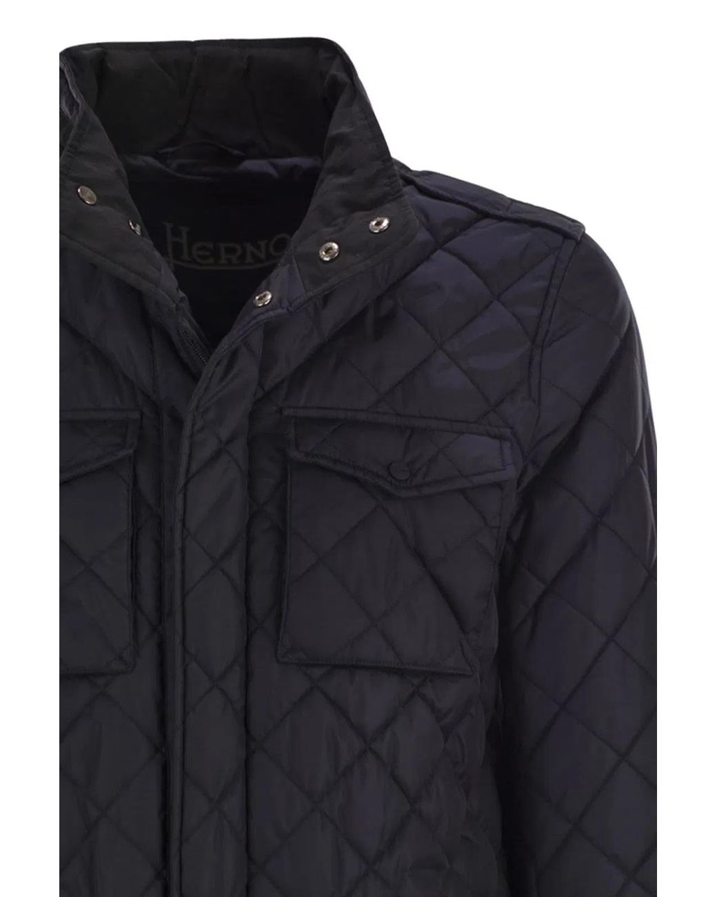 Herno Blue Field Jacket With Diamond Quilting for men