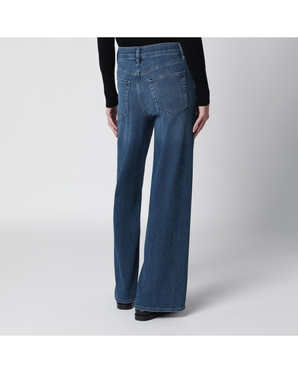 FRAME Blue Le Slim Palazzo High-Rise Stretch Jeans