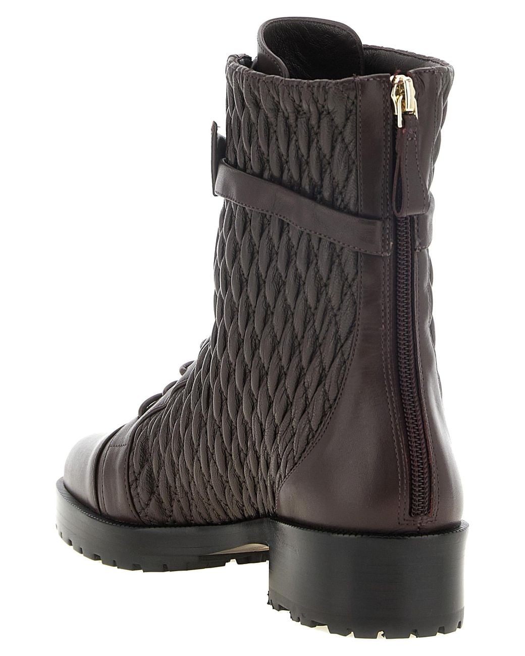 Alexandre Birman Brown 'Quilted Clarita Combat' Ankle Boots