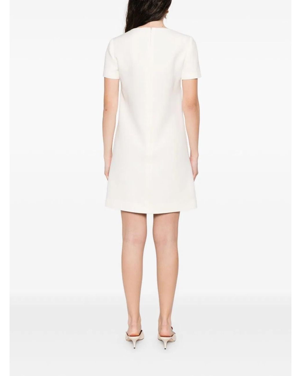Valentino White Wool And Silk Blend Short Dress