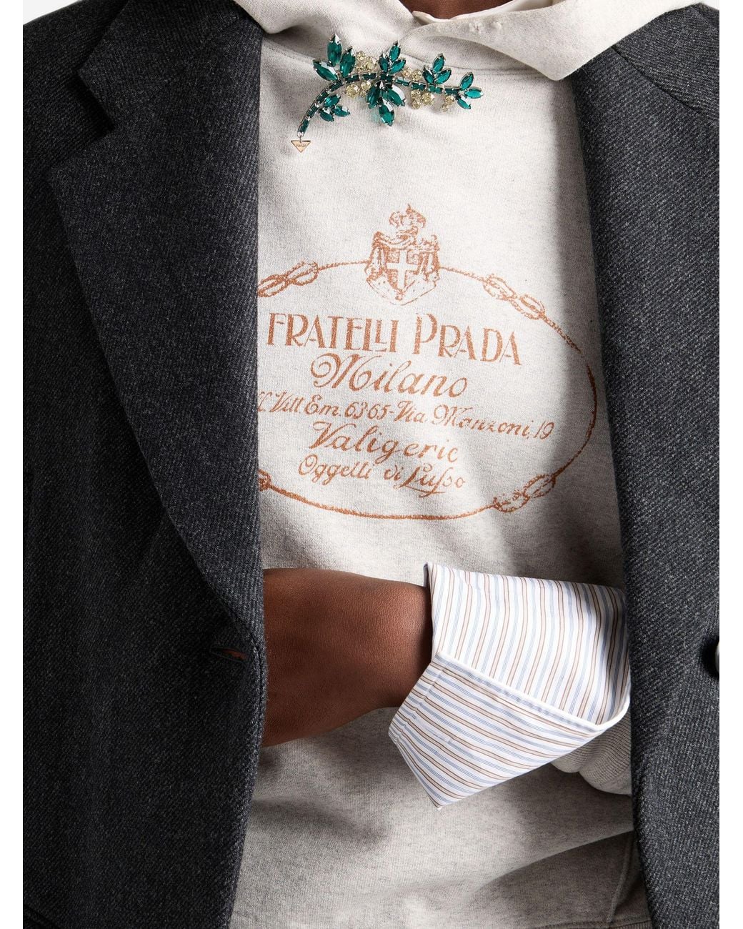 Prada White Cotton Fleece Hoodie