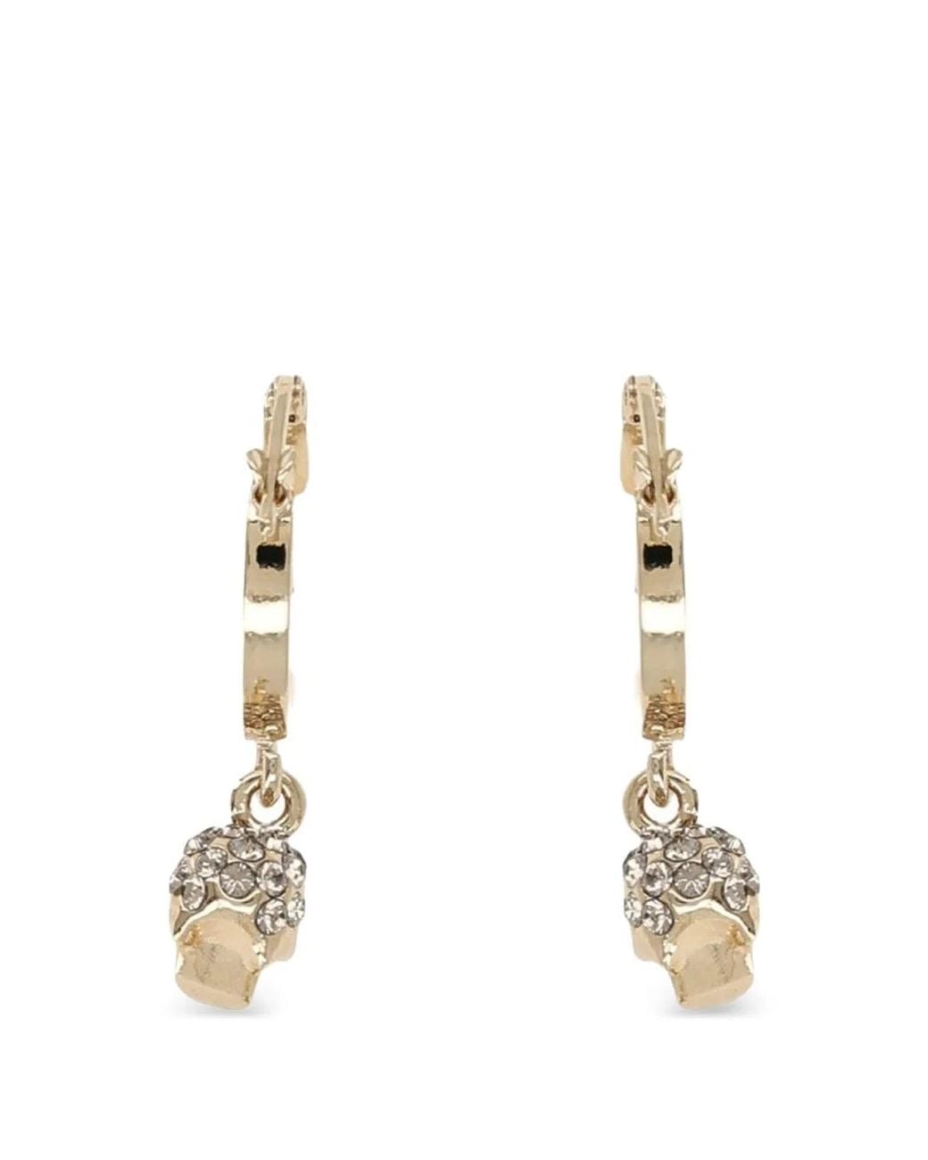 McQueen Metallic Tone Crystal Skull Earrings