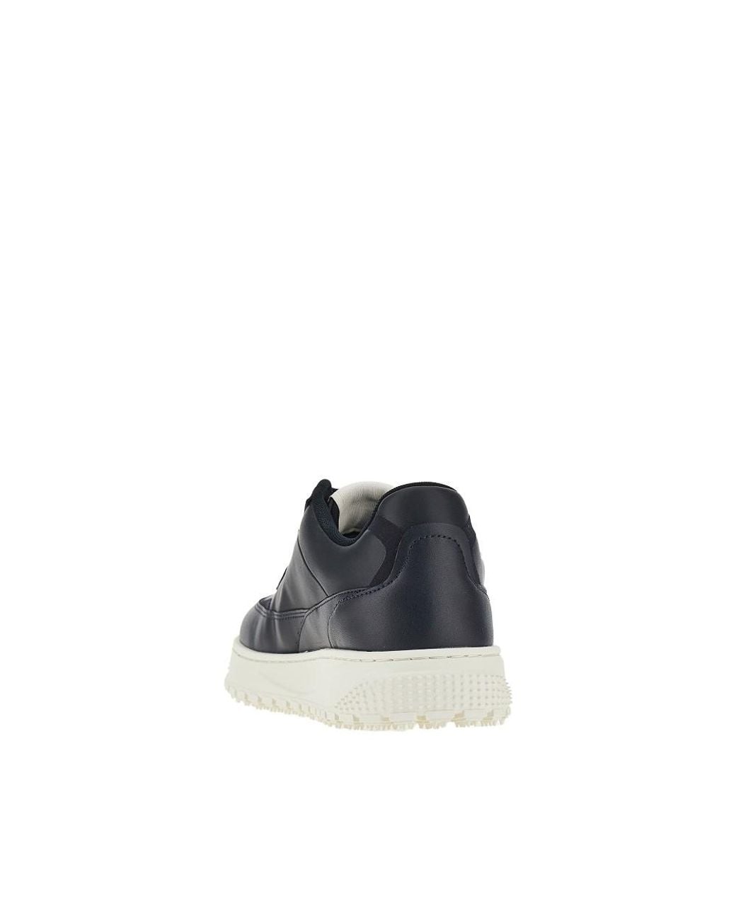 Emporio Armani Blue Leather Sneakers With Side Logo for men